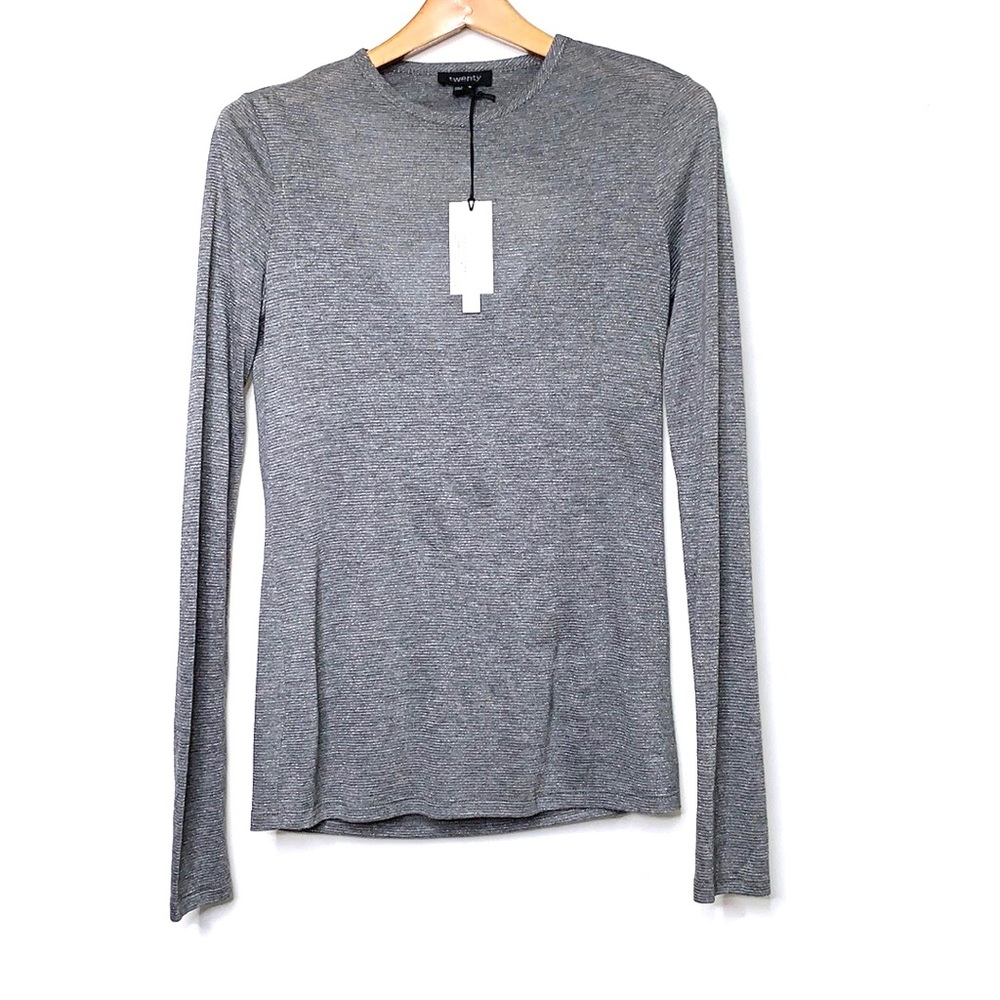 TWENTY MONTREAL Grey Metallic Stripe Long Sleeve